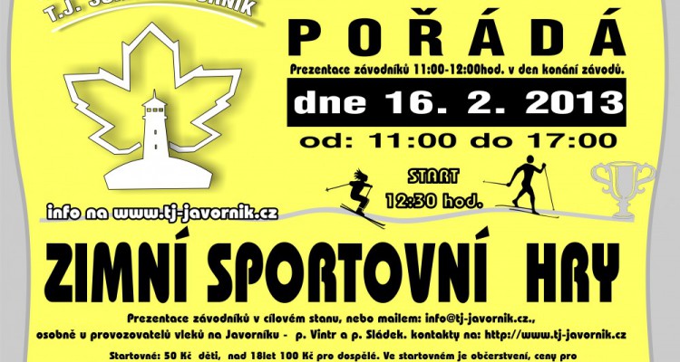Program a propozice zimních sportovních her na Javorníku